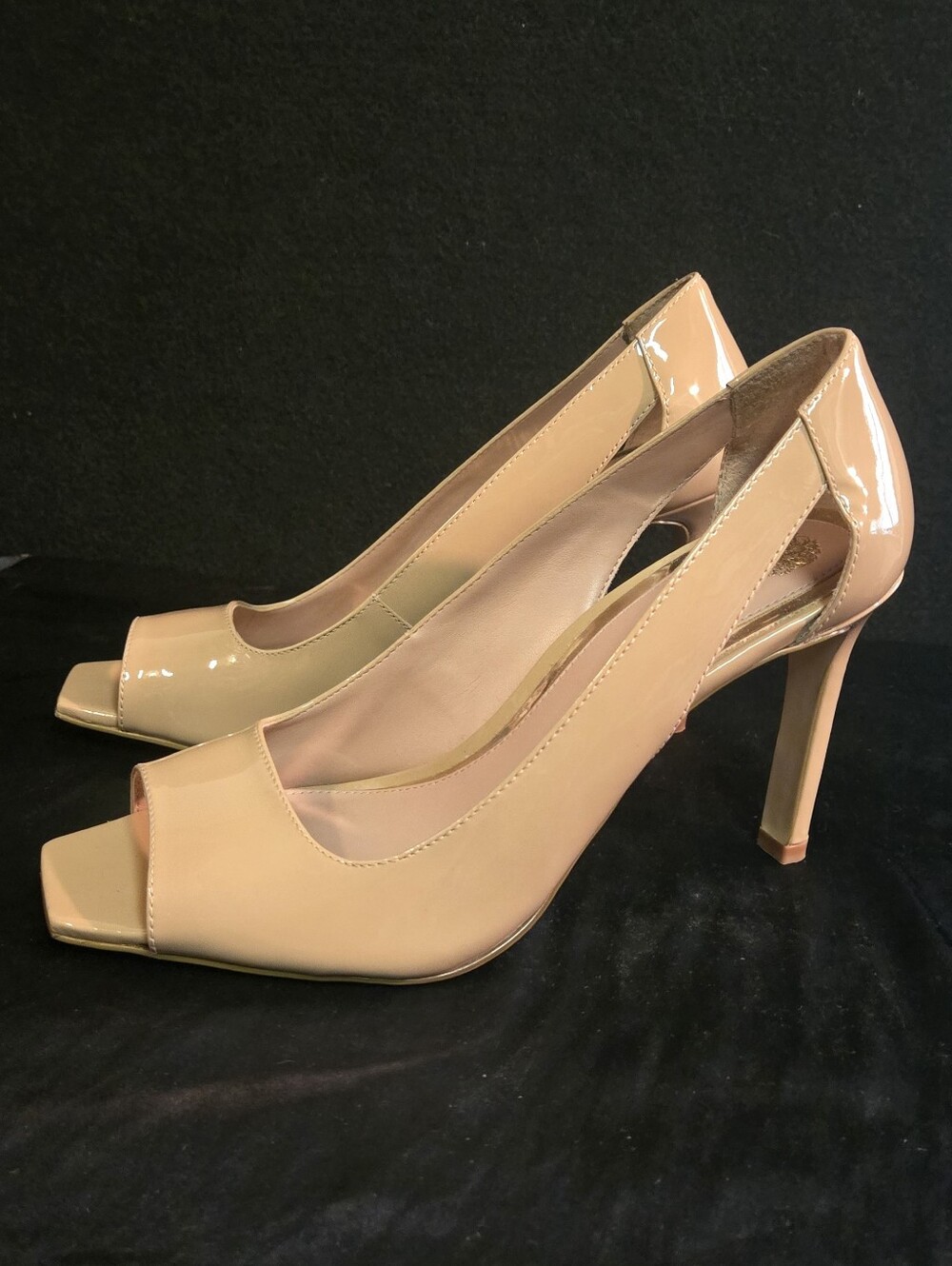 Vince Camuto Classic Nude Patent Peep-Toe Heels